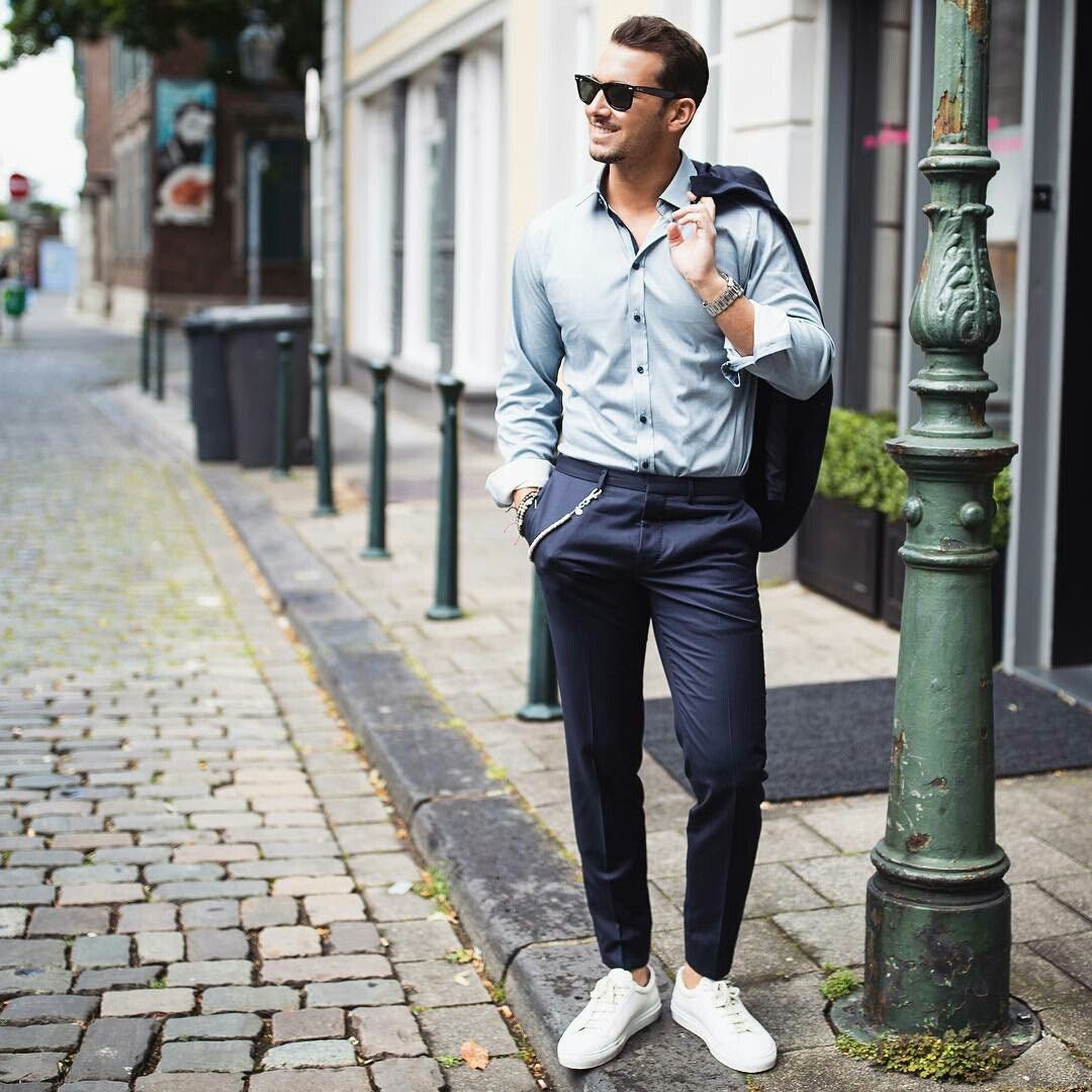 white t shirt with suit