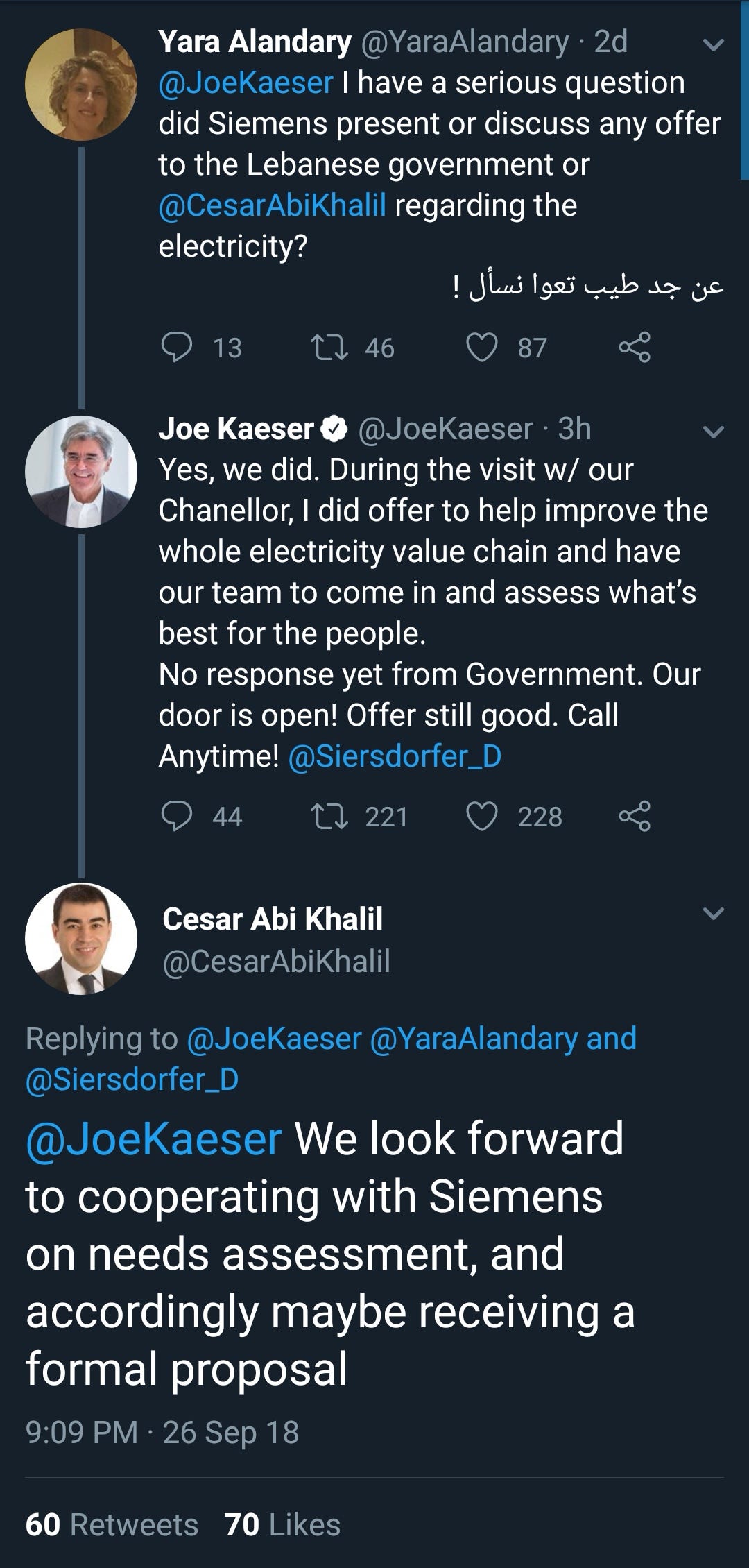 Siemens Ceo Confirms An Electricity Offer Was Made To Lebanese