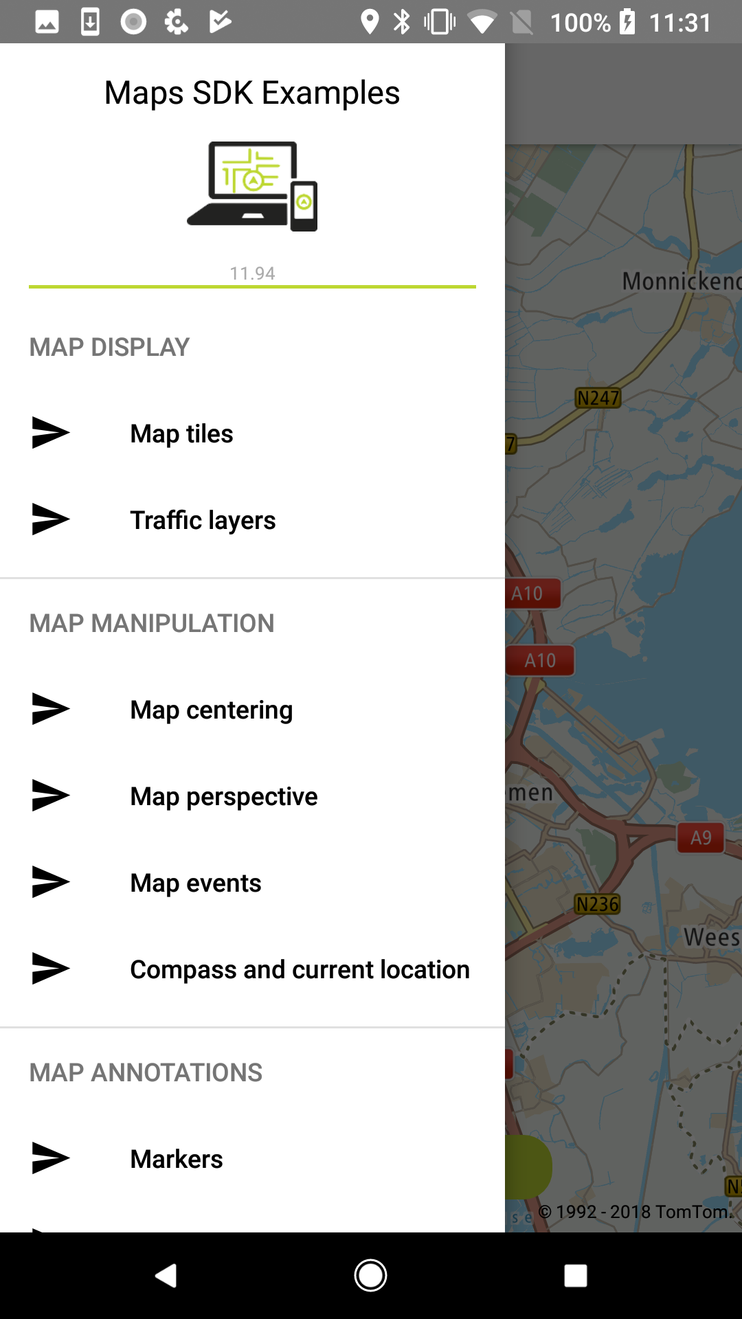 Maps SDK for Android from TomTom. TomTom is well known company which is