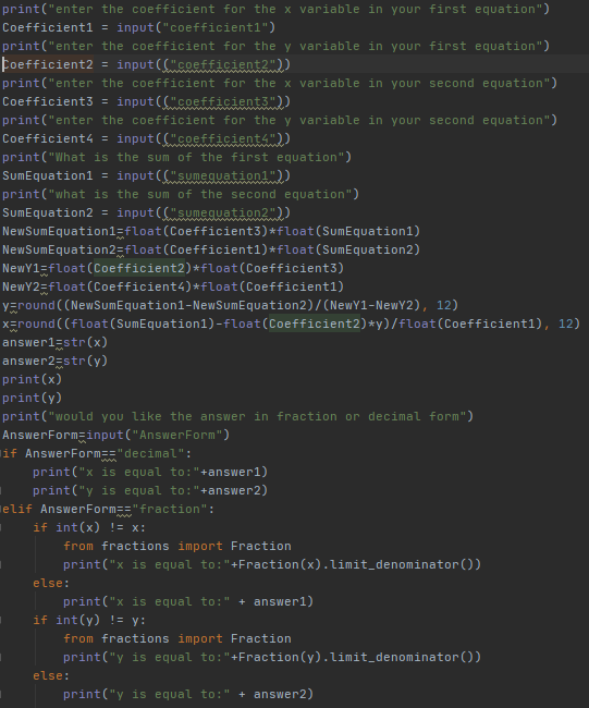 Beginner Coding Experience with Python: Creating a system of equations ...