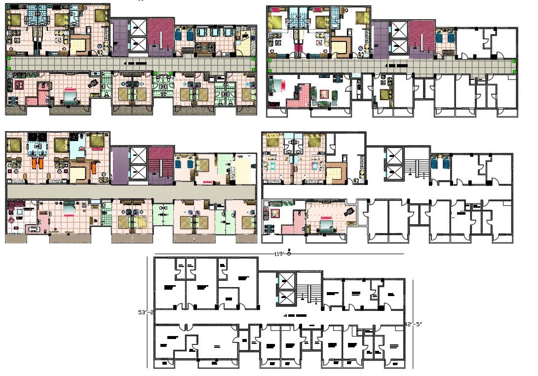 Hotel Furniture Plan With Autocad Hatching Design Dwg File