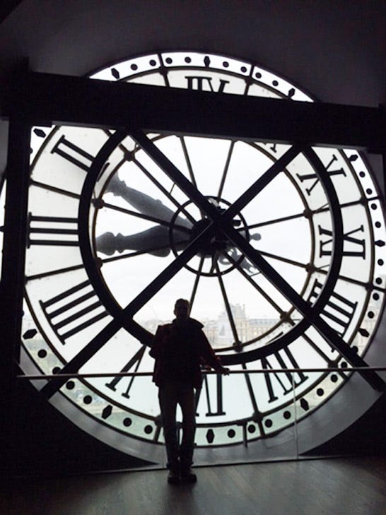 Author contemplating time in Paris 2015