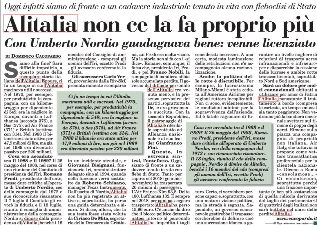 28th November 2019: Alitalia today on the Italian press. | by Giulio  Centemero | Medium