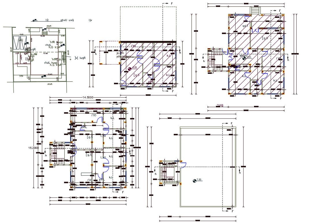 45 X 50 Apartment Floor Plan Cad Drawing Cadbull Com Medium