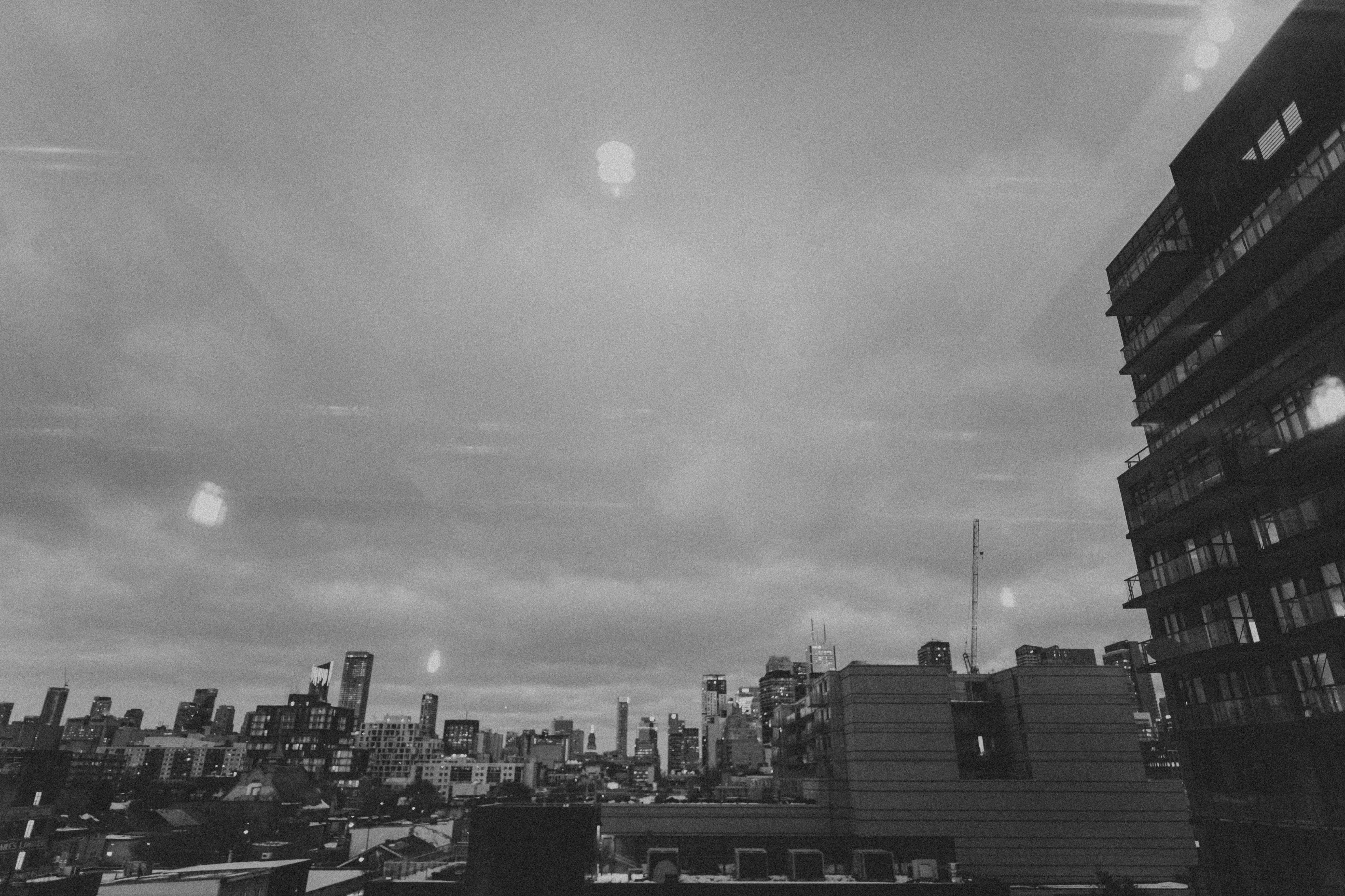 the view of Toronto from a window in the Burroughes Building