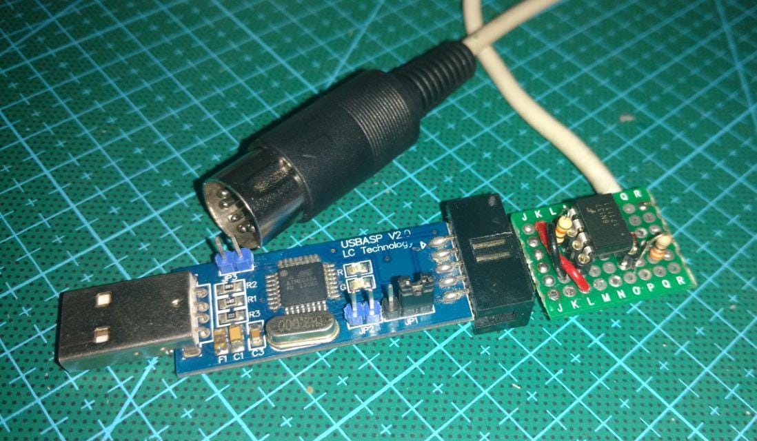 AVR Programmer Transformed Into USB MIDI Adapter by Jeremy S. Cook