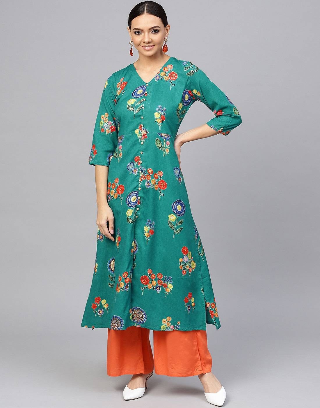 long kurtis with palazzo pants