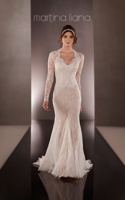 Martina Liana Lace Sleeve Wedding Dress Style 699 Wedding Dress