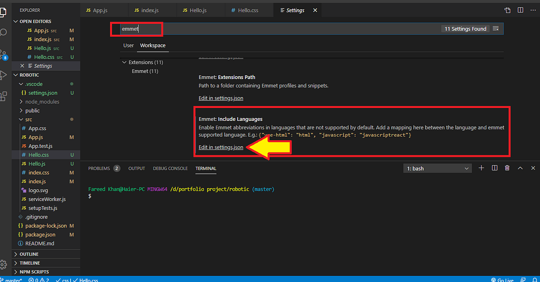 Emmet Configuration for JSX in VSCode by Andrew Ly The Startup Medium
