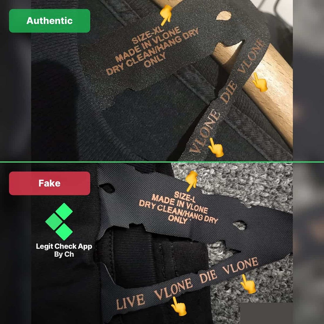 Real Vs Vlone Fragment Hoodie Legit Check Vlone Shirt Tag Replica