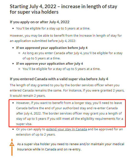 2022 年「超級簽證 Super Visa」新規