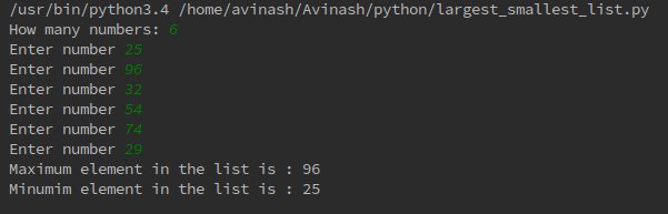 Python Program To Find The Largest And Smallest Number In A List By