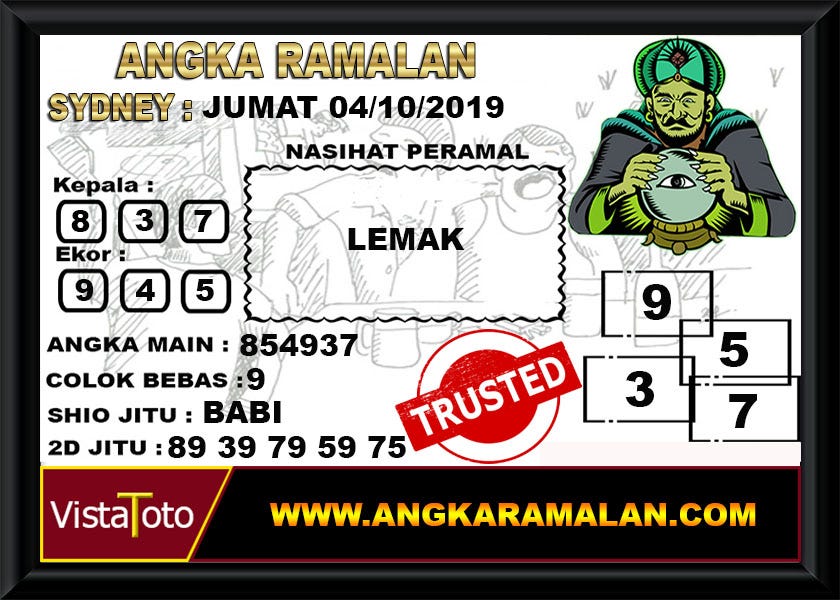Syair Sydney 04 Oktober 2019 MarkasPrediksi Medium