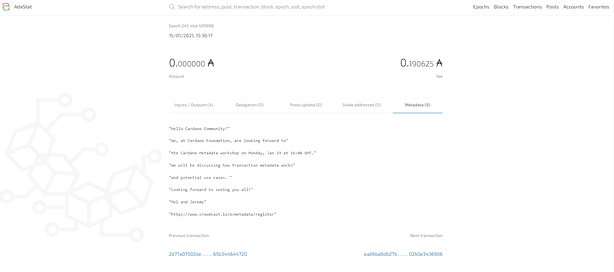 Transaction Metadata pada Cardano by Jonas Sunandar Transaction Metadata pada Cardano by Jonas Sunandar