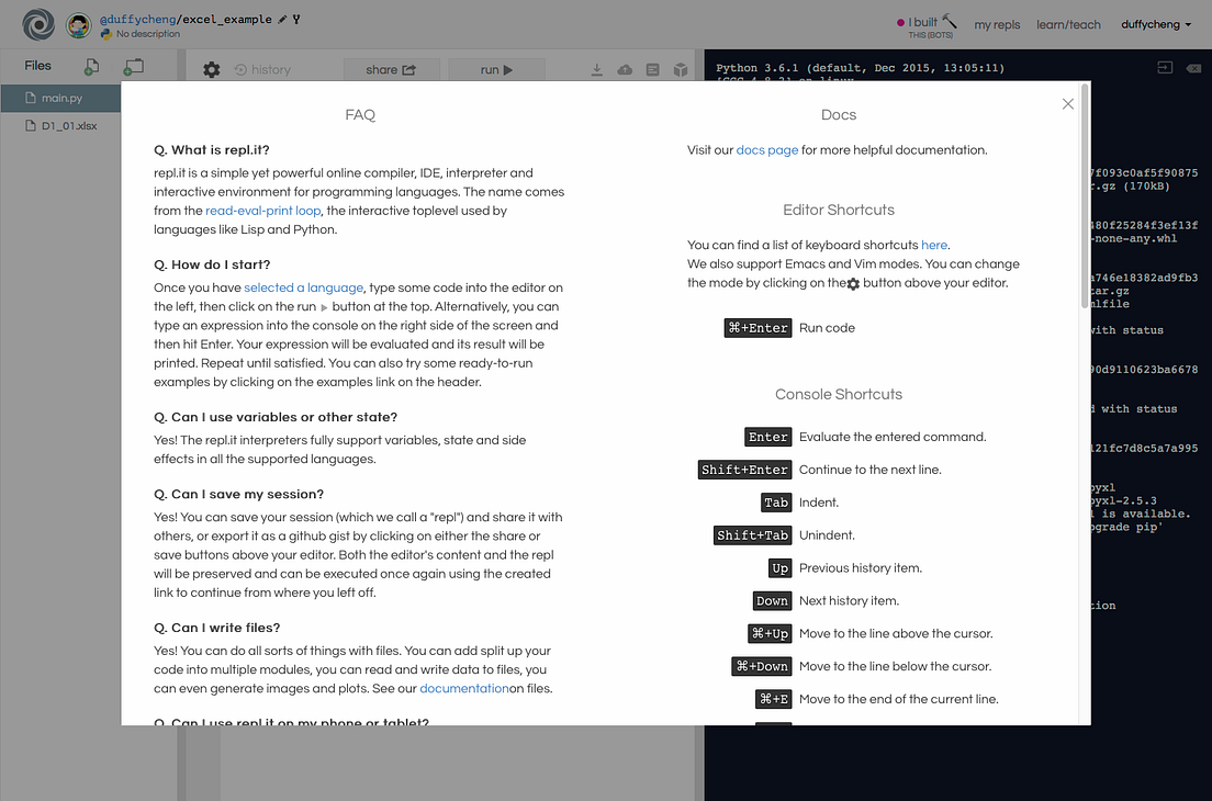 Python 環境 — repl.it. repl.it 提供線上程式開發環境,只需要選擇語言就可以使用相關環境… | by Pei ...