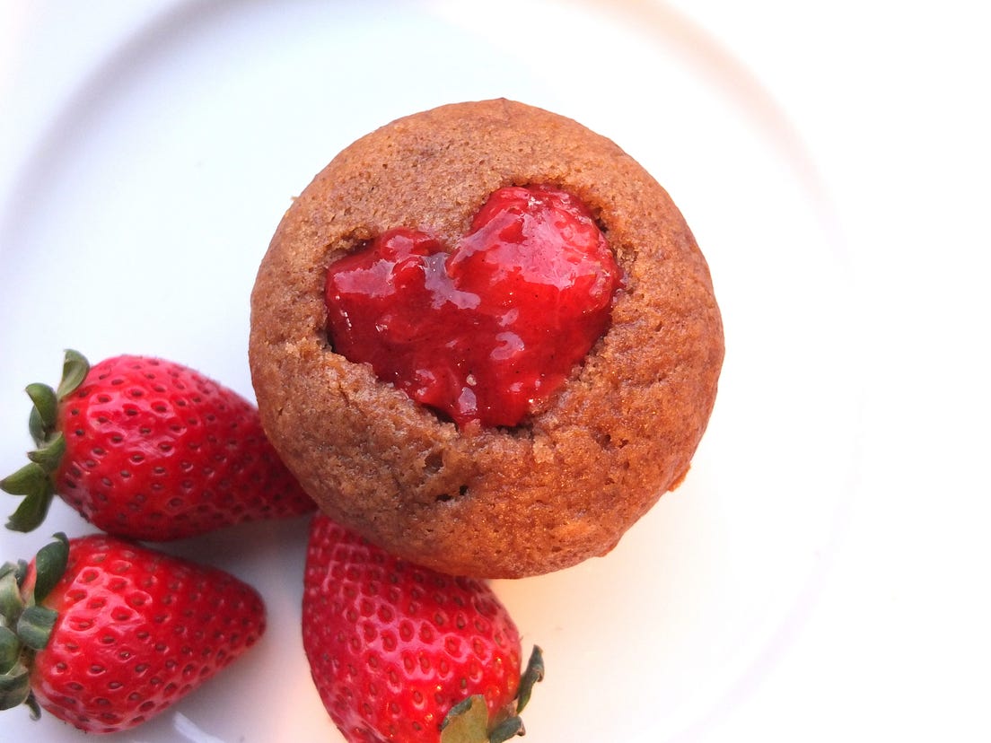 Banana Bread Strawberry Jam Muffins by Kas Tebbetts Baking in Black