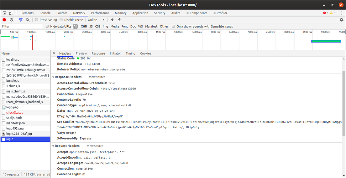 Using cookies to store JWT for authentication and authorization in a MERN stack app by