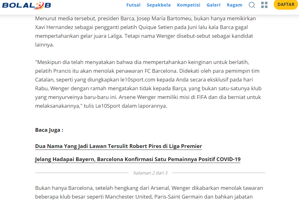 Daftar Portal Berita Indonesia yang Konten Beritanya Dipisah menjadi