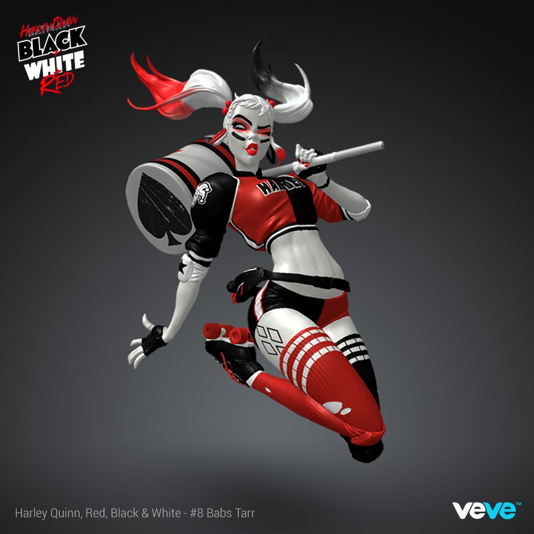 harley quinn black white and red all over
