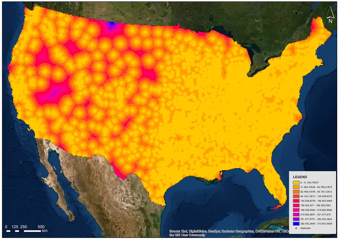 Mean distance to the nearest walmart in the usa by ezgi tukel medium