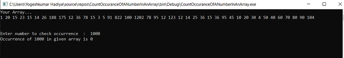 Check Total Occurrence Of A Number In An Array In C Sharp C 