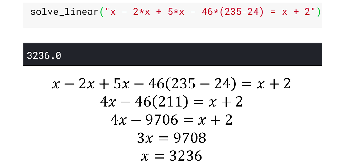 The Most Efficient Way to Solve Any Linear Equation, in Three Lines of