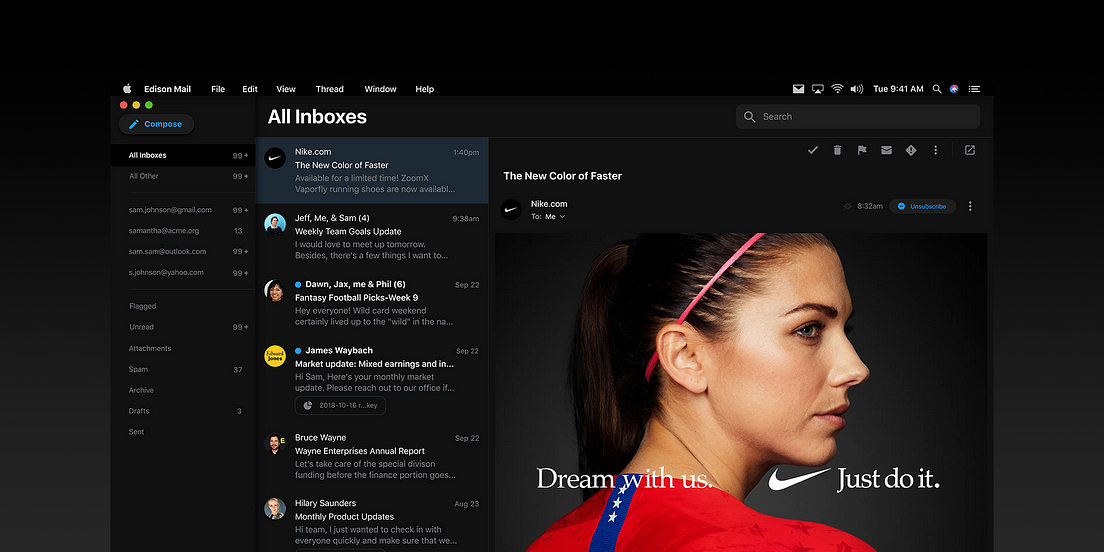 edison mail dark theme