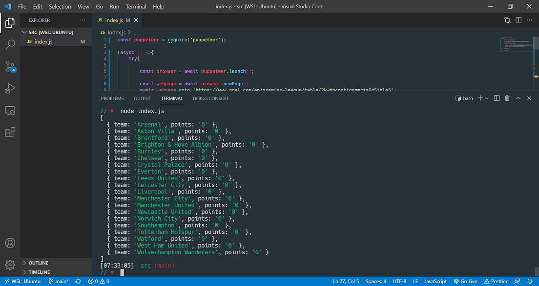 using a webscraper javascript using a webscraper javascript