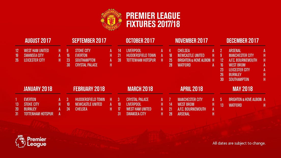Manchester United Fixture List Reaction | by Dan Cabral | It’s Fergie