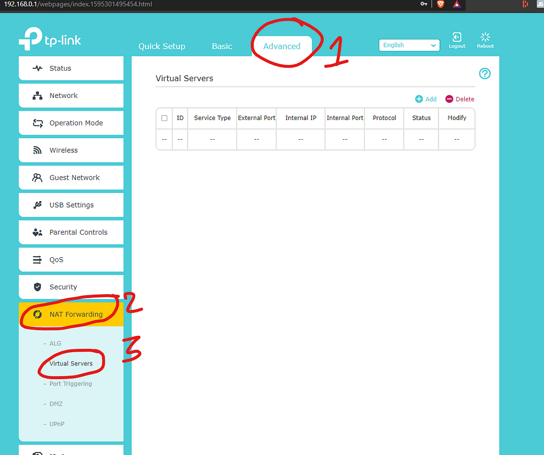 How to setup port forwarding on the router TPLink Archer A7 by Sun