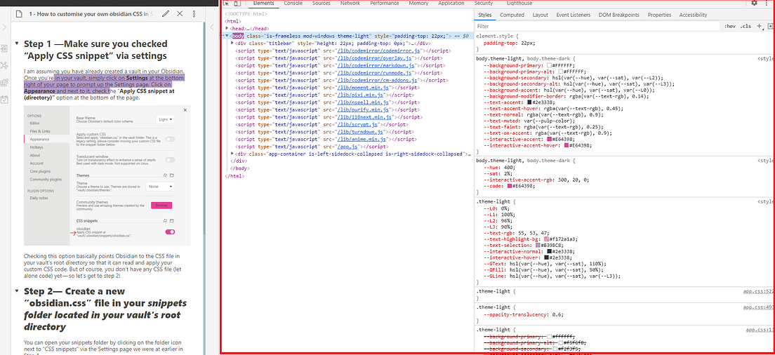 How to customise your own Obsidian theme with CSS in 3 steps by