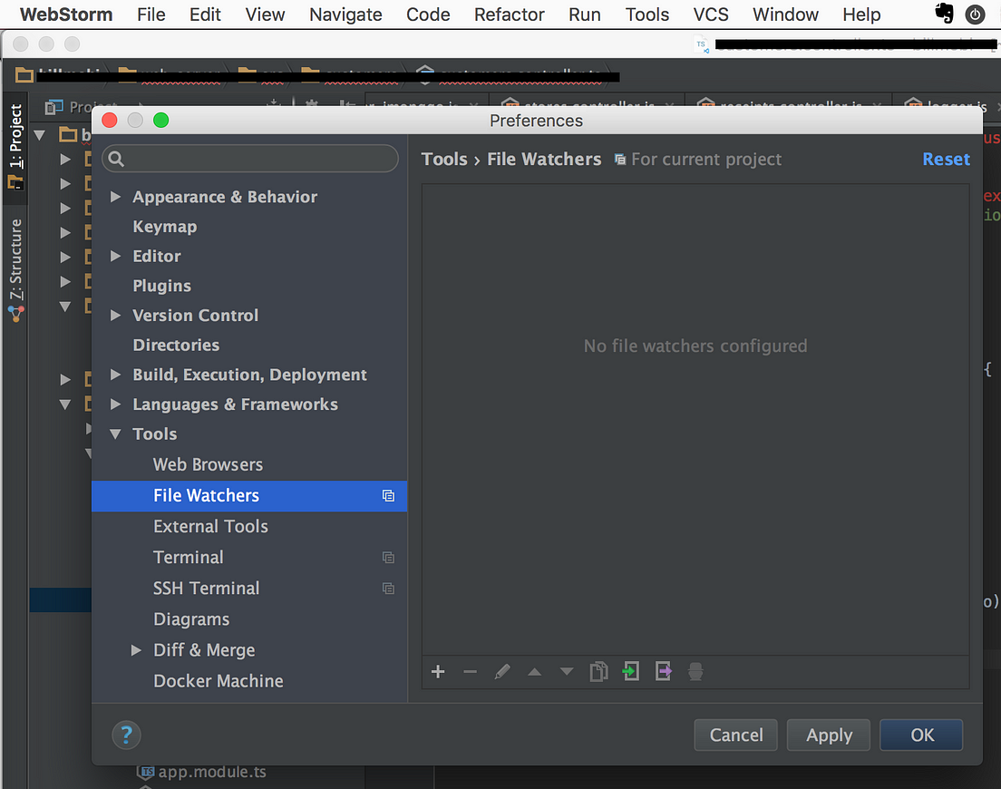 run shell script filewatcher intellij