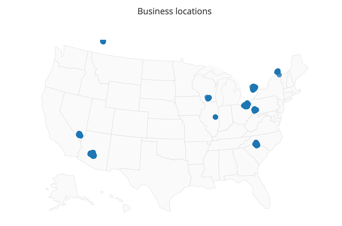 Plotting business locations on maps using multiple Plotting libraries in Python by Karan
