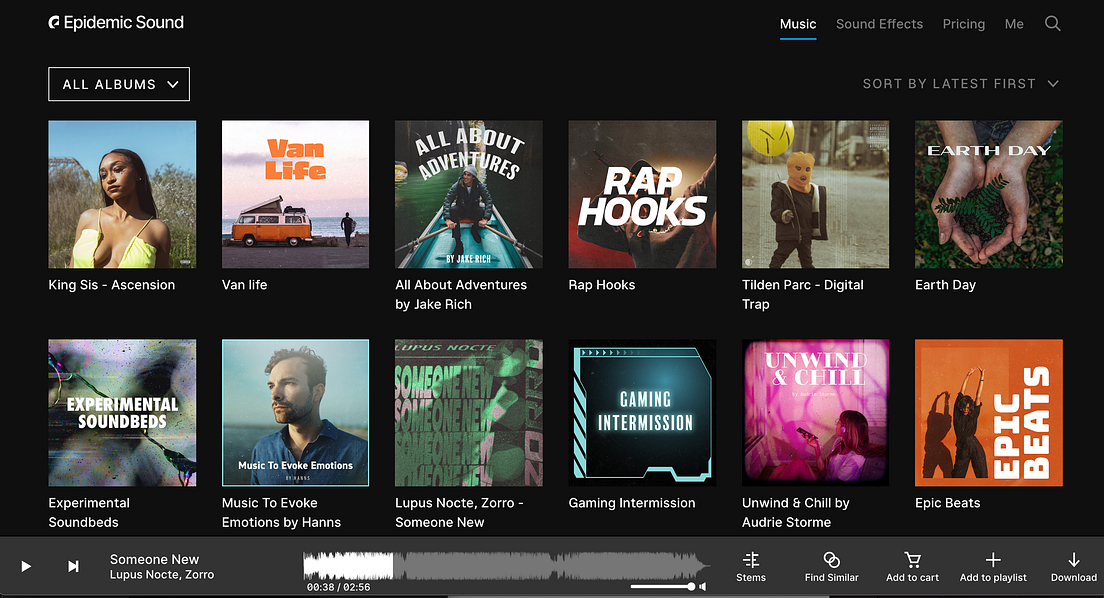 Epidemic Sound — Perfect Sound Effects and Tracks for Your Videos