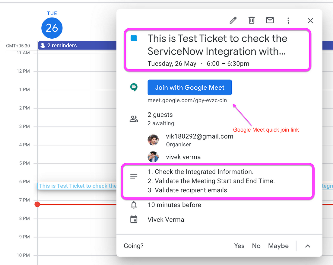 ServiceNow Integration with Google Calendar + Google Meet(OAuth 2.0