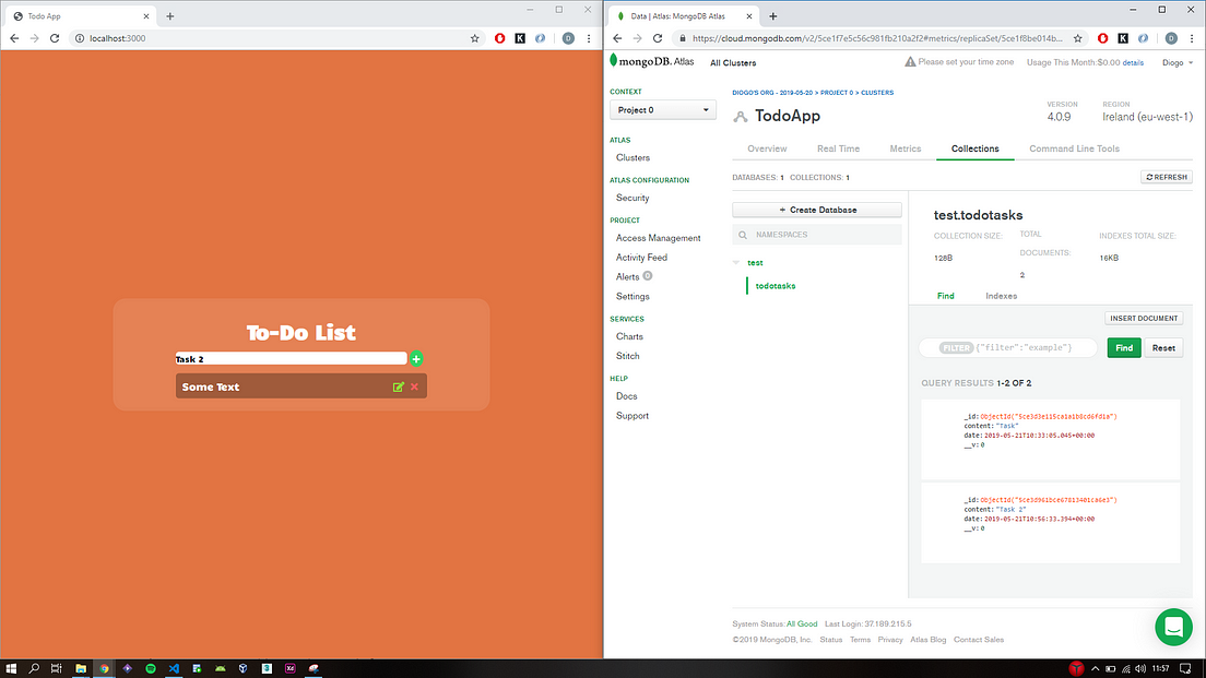 todolist app using mongodb