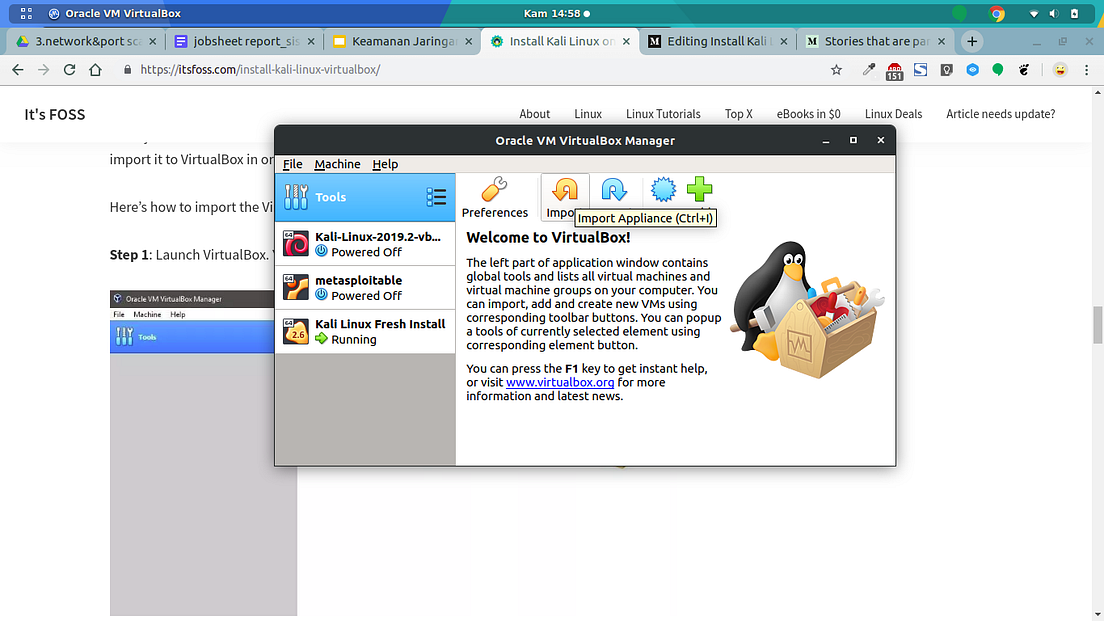 Install Kali Linux di VirtualBox. Kali linux merupakan distro linux