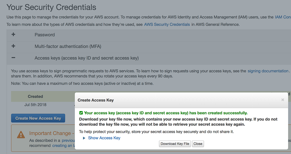 How to create an S3 Bucket and AWS Access Key ID and Secret Access Key