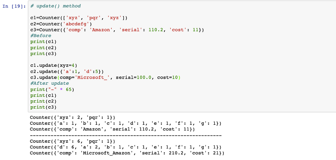Counter (collections) in Python. A Counter is a subclass of dict. It is ...
