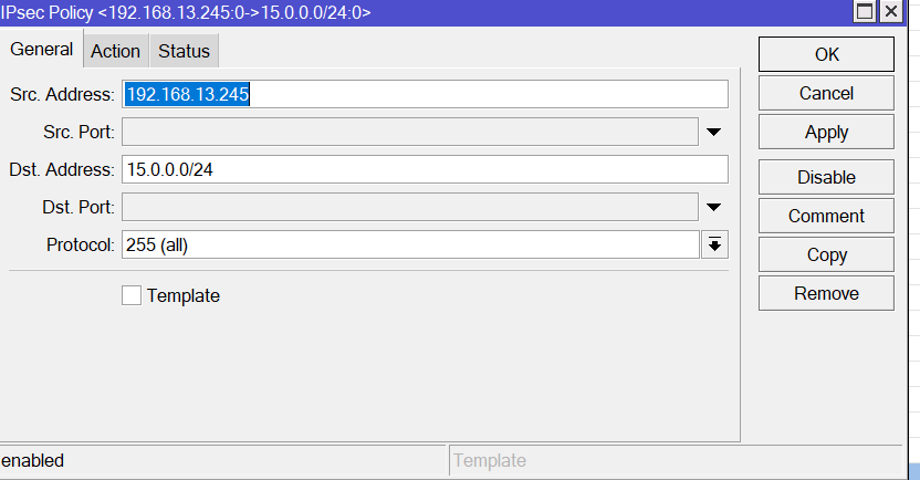 mikrotik routeros ipsec tunnel configuration
