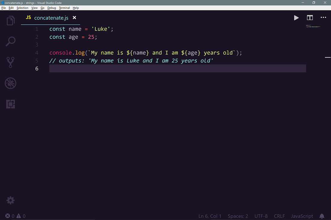 JavaScript ES6 Template Literals and New String Methods by Luke