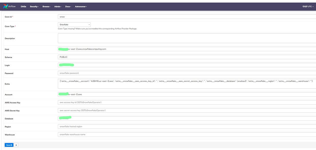 How to connect Apache Airflow to Snowflake in order to send CSV files