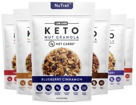 best keto snacks NuTrail Keto Nut Granola in assorted flavors