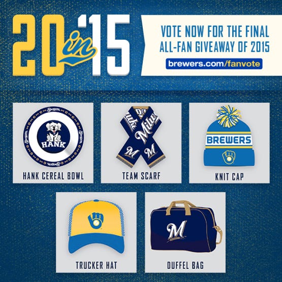 Fans to Decide Brewers Final AllFan Giveaway Item by Caitlin Moyer