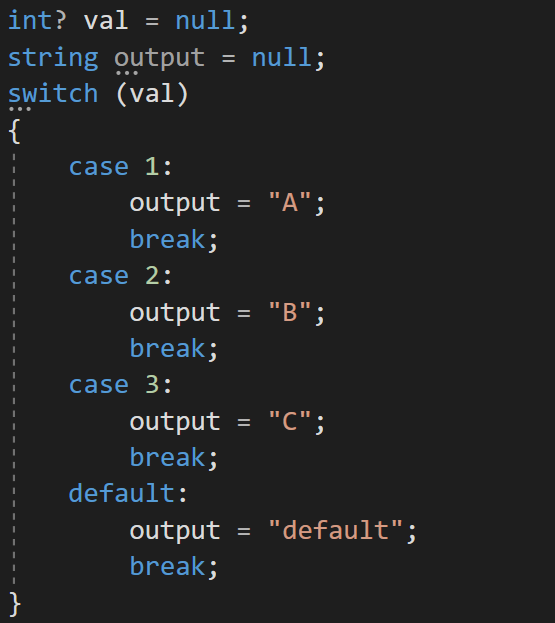 c# switch variable assignment