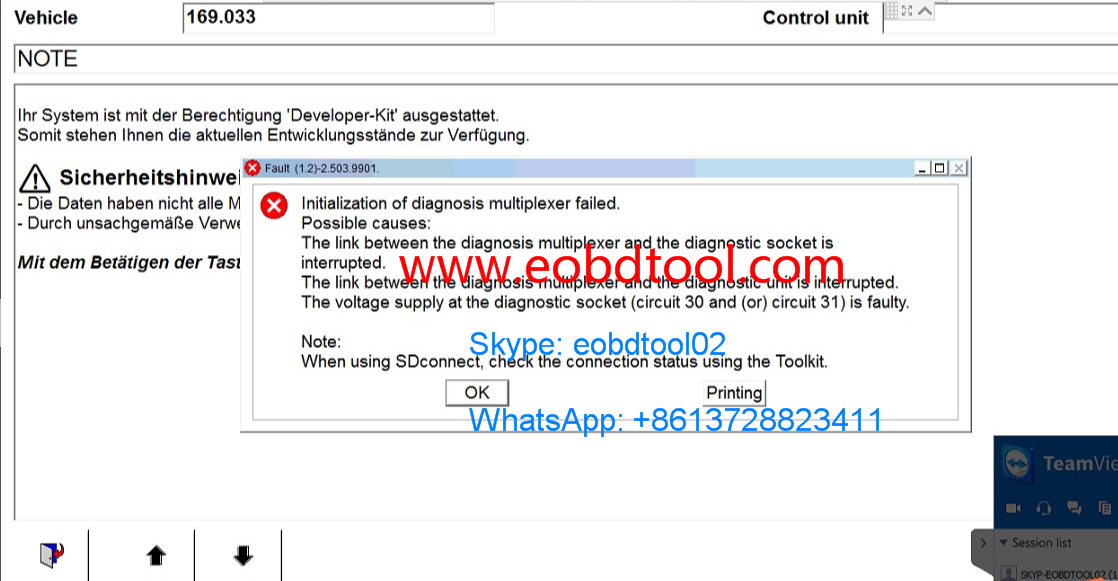 Initialization Of Diagnosis Multiplexer Failed C4