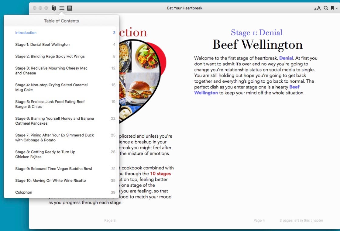 Creating a Reflowable eBook book panel, colophon and table of contents