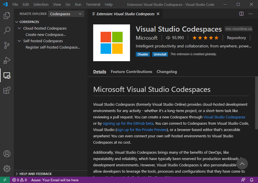 Setting up Development Environment in Visual Studio Codespaces