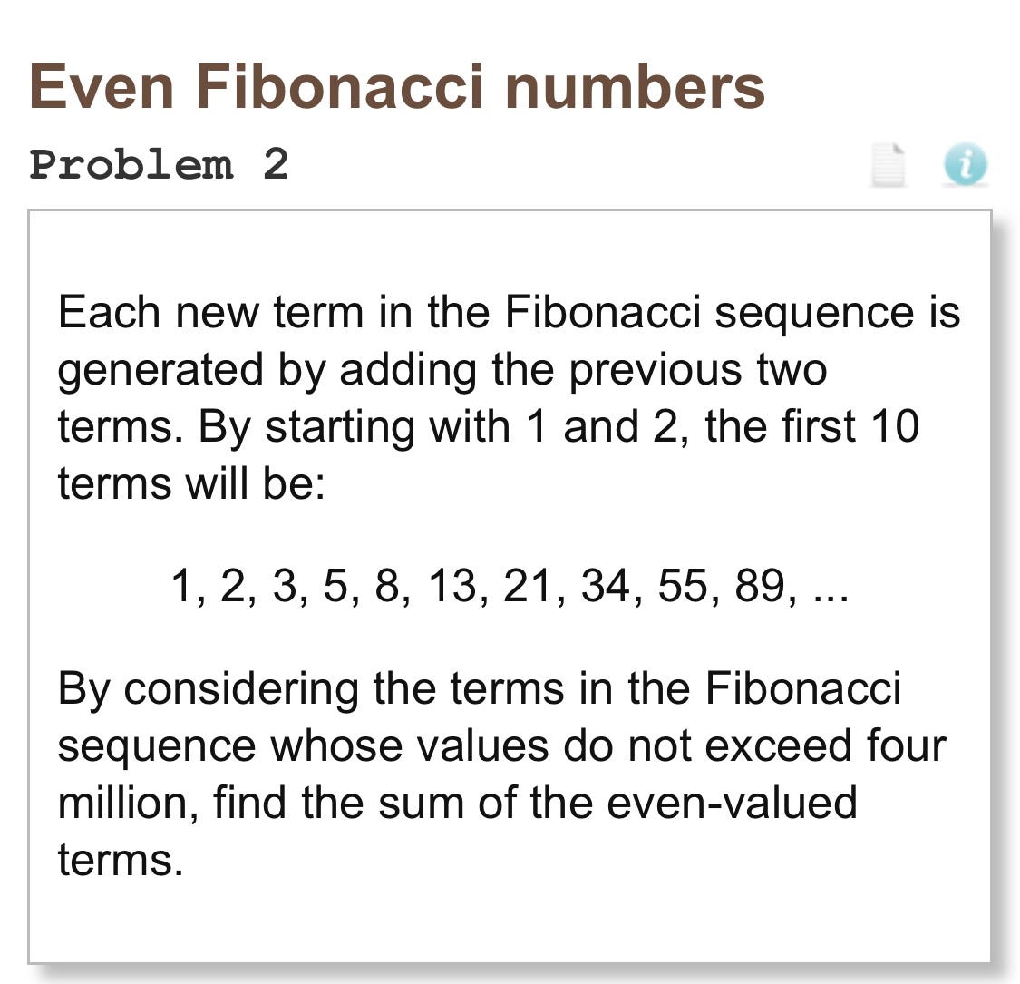 Project Euler — problem 2. Problem 2 | by Tarun Rishi | Medium