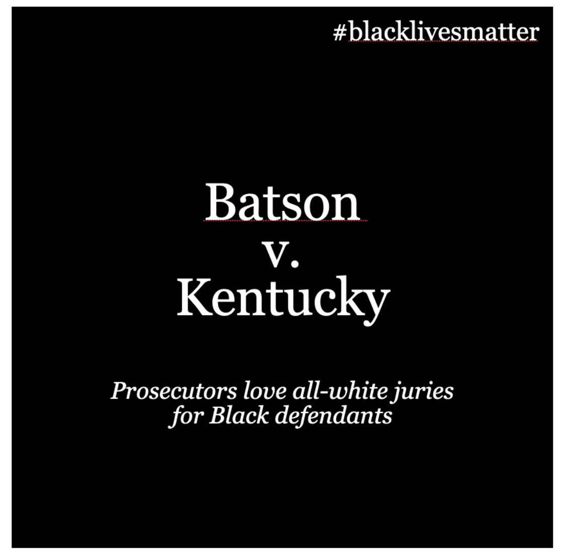 BATSON v. KENTUCKY. Can a prosecutor exclude all Black… by Legally